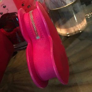 Kate Spade Leather Zippered Red Pink Heart Wallet